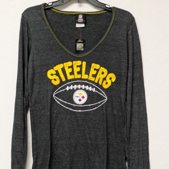 NFL Team Apparel Womens Pittsburgh Steelers Football Graphic Long Sleeve Shirt M - Picture 1 of 7